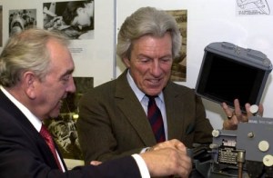 David demonstrates the WW2 F24 aerial camera to the late Lord Lichfield, June 2000.